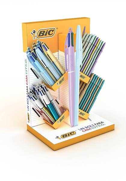 EXPOSITOR BIC CRISTAL Y 4 COLORES 104U