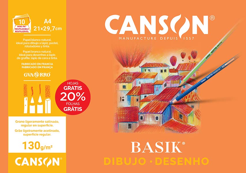LAMINA DIBUJO A4 130GR LISO - 10H MINIPACK