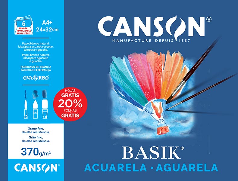 LAMINA ACUARELA A4+ 370GR 6H MINIPACK