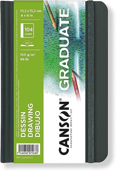 CUADERNO DIBUJO GRADUATE 10.2X15.2 160G 52H NEGRO