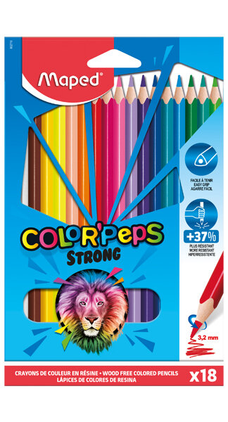 LAPICES 18 COLORES STRONG COLORPEPS ESTUCHE CARTON