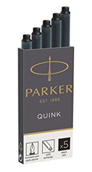 RECAMBIO PLUMA NEGRO LARGO PARKER QUINK 5 CARTUCHOS CAJA
