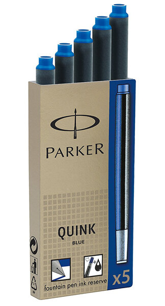 RECAMBIO PLUMA AZUL LARGO PARKER QUINK 5 CARTUCHOS CAJA