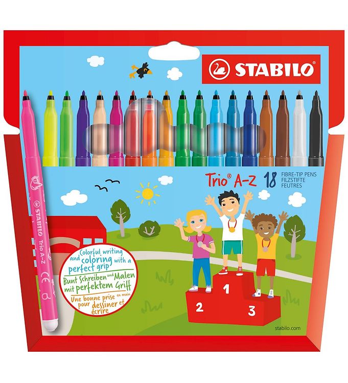 ROTU 18 COLORES STABILO TRIO A-Z AGARRE TRIANGULAR