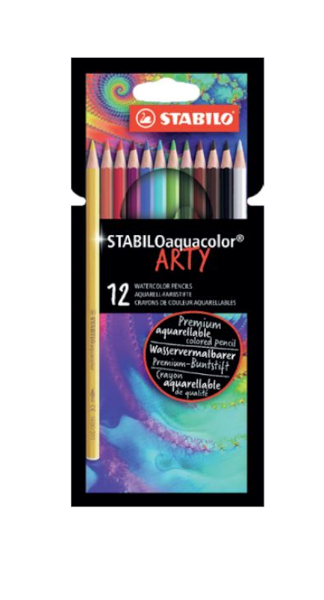 LAPICES 12 COLORES ACUARELABLE ESTUCHE AQUACOLOR ARTY LINE