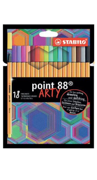 ROTU POINT 88 18 COLORES ESTUCHE CARTON ARTY LINE STABILO