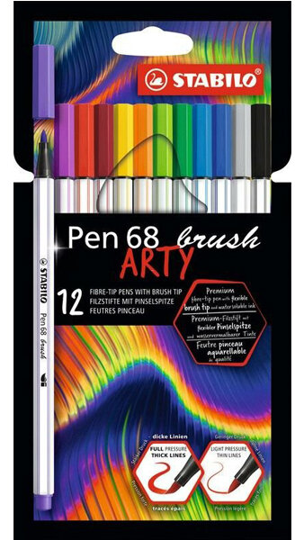 ROTU PEN 68 BRUSH 12 COLORES SURTIDOS ESTUCHE CARTON ARTY