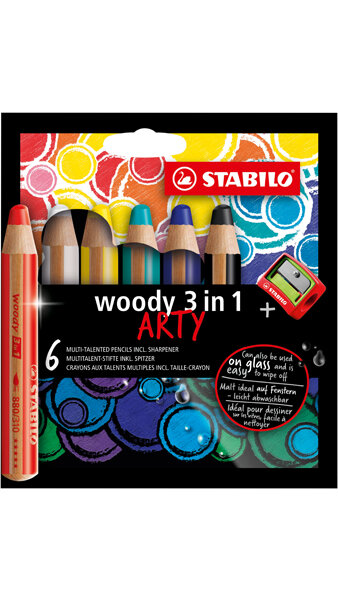 CERAS WOODY 3 EN 1 DUO SURTIDOS + AFILALAPIZ - 6U BLISTER