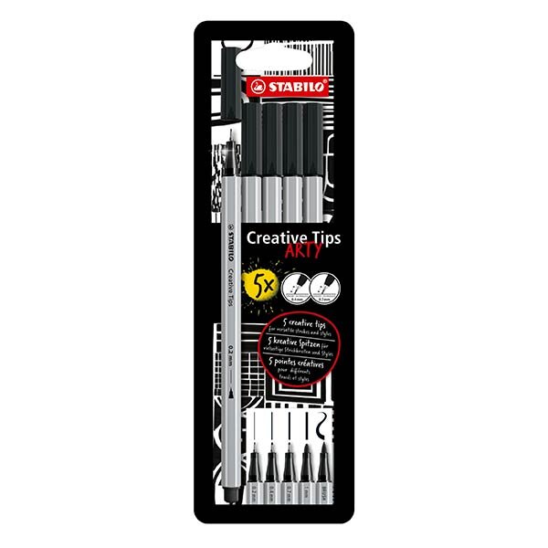 BLISTER 10 ROTU NEGRO Y GRIS PUNTAS SURTIDAS CREATIVE TIPS