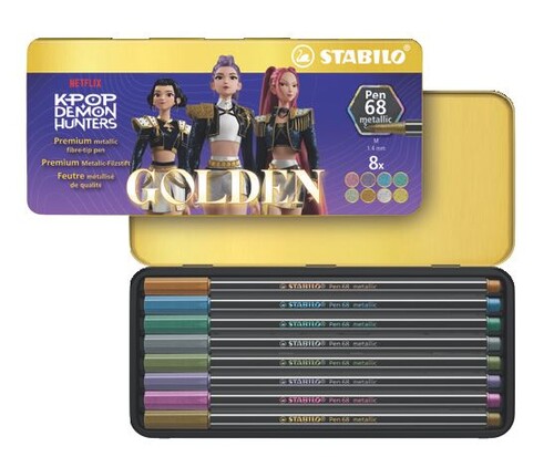ROTU STABILO PEN 68 8 COLORES METALICOS ESTUHE METAL KPOP