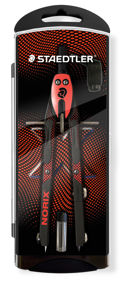 COMPAS ESCOLAR 555 NORIX METALICO ROJO