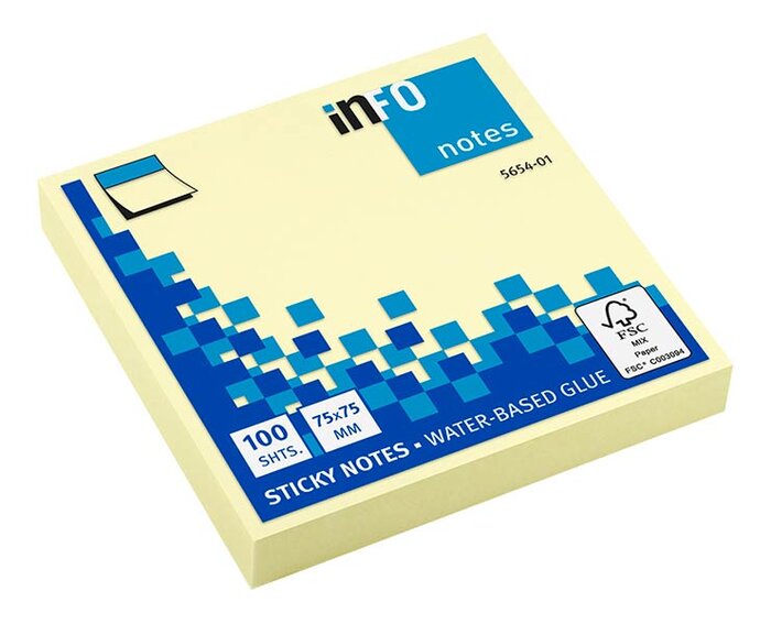 TACO NOTAS QUITA Y PON 75X75 AMARILLO 100H - PACK 12U
