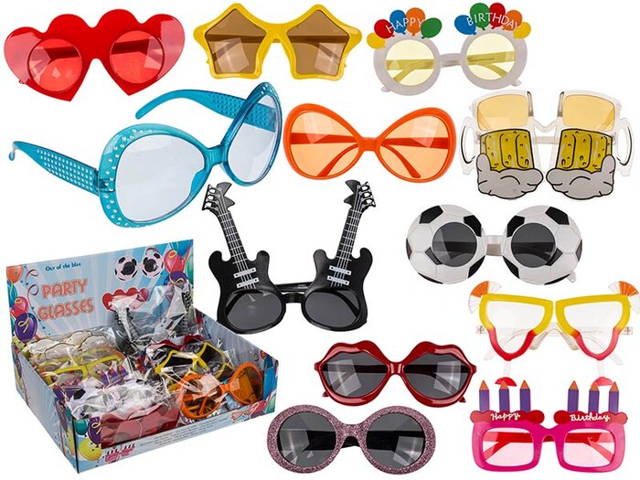 GAFAS PLASTICO FIESTA 12 DISE�OS SURTIDOS - EXP. 24U