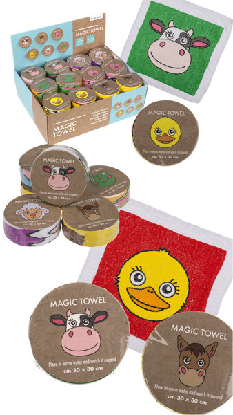 TOALLITA MAGICA DE ALGODON 30X30CM ANIMALES GRANJA