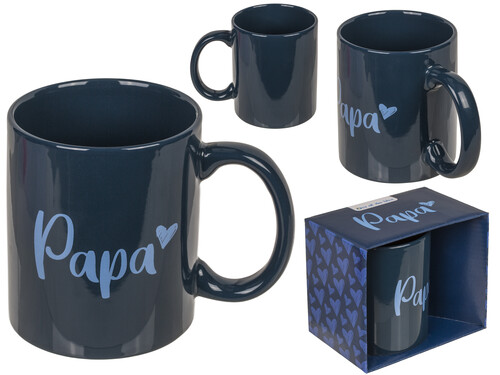 TAZA 320ML GRES PAPA AZUL 8X10CM EN CAJA REGALO