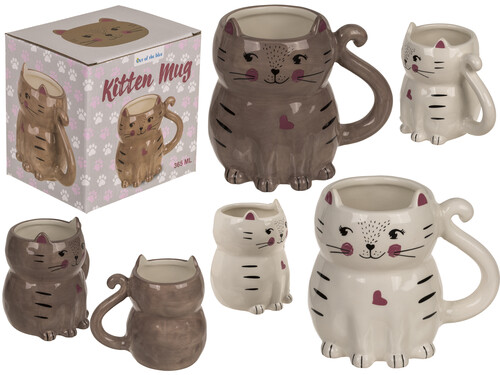 TAZA 365ML GRES GATITO 2 COLORES SURTIDOS EN CAJA REGALO