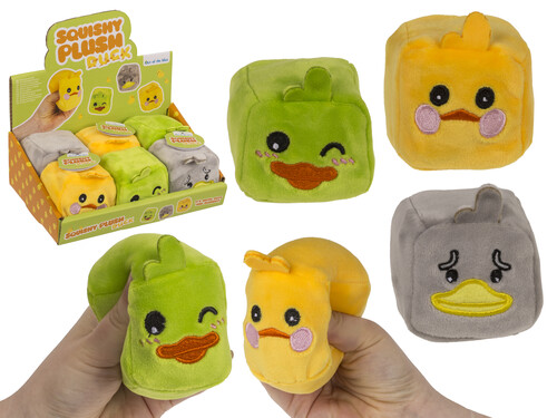 PELUCHE CUADRADO 5CM PATO 3 COLORES SURT. - EXP. 6U