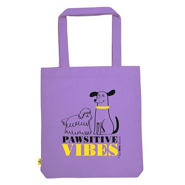 BOLSA COMPRA DOG LOVERS 39X42CM ALGODON PAWSITIVE VIBES