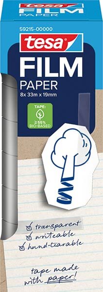 CINTA ADHESIVA PAPEL 19X33M 8U TORRE TESAFILM