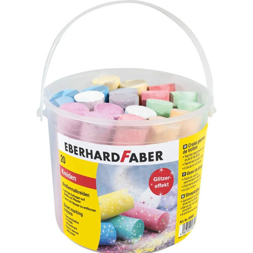 CUBO 20 TIZAS GRUESAS DE SUELO COLORES SURTIDOS GLITTER