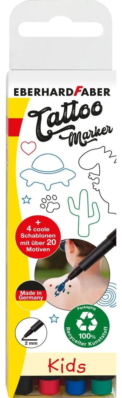 ROTU PARA TATUAJES KIDS C/PLANTILLA COLORES SURT - 4U PACK