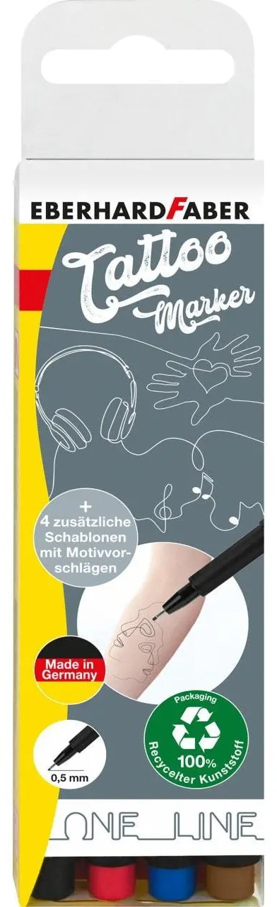 ROTU TATUAJES ONE LINE C/PLANTILLA COLORES SURT - 4U PACK