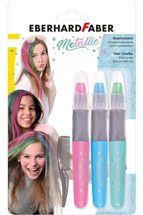 SET 3 TIZAS PARA EL PELO COLORES METALICOS