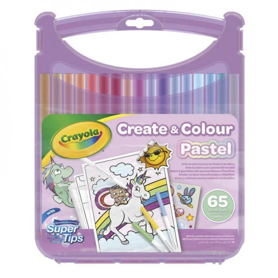 MALETIN 65 PIEZAS PASTEL LAVABLES SUPERTIPS CREATE&COLOUR