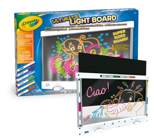 PIZARRA 45X30CM LUZ LED DE LUXE NEGRO + 6 MARCADORES DE GEL