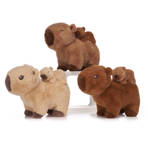 PELUCHE 25 CM CAPIBARA CON BEBE 3 COLORES SURTIDOS