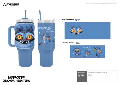 VASO 1,2L CON FORRO PELUCHE GATO DERPY K-POP DEMON HUNTERS