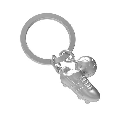 LLAVERO METALICO BOTA DE FUTBOL C/BALON PLATEADO METALMORPH