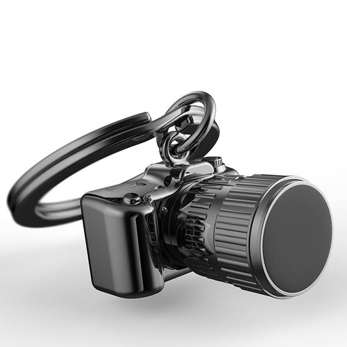 LLAVERO METALICO CAMARA FOTOS REFLEX NEGRO METALMORPHOSE