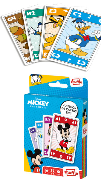 JUEGO DE CARTAS 4 EN 1 MICKEY AND FRIENDS SHUFFLE FUN