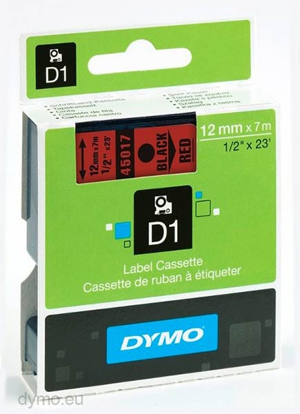 CINTA DYMO 12X7 NEGRO/ROJO D1-CAJA 5U