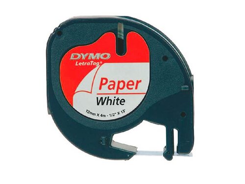 CINTA DYMO LETRATAG 12X4 NEGRO/ROJO PLASTICO