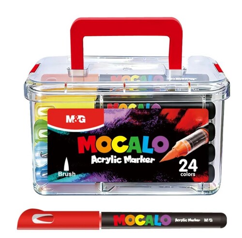 ROTU PINTURA ACRILICA PUNTA PINCEL 24 COLORES CUBO