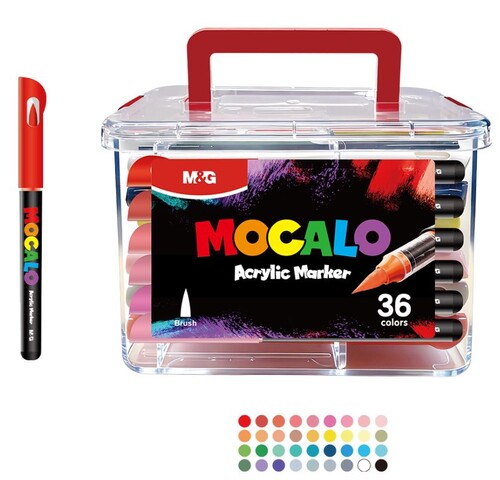 ROTU PINTURA ACRILICA PUNTA PINCEL 36 COLORES CUBO