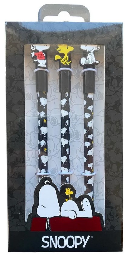 SET 3 BOLI TINTA NEGRA SNOOPY SURTIDOS