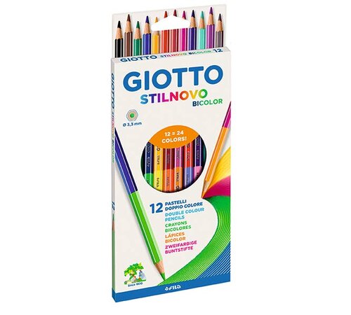 LAPICES 12 COLORES BICOLOR GIOTTO STILNOVO-CAJA 10 ESTUCHES
