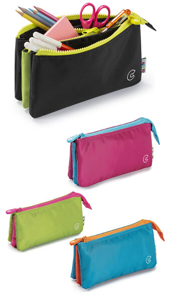 PORTATODO TRIPLE LISO COLORES FLUOR SURTIDOS - CAJA 6