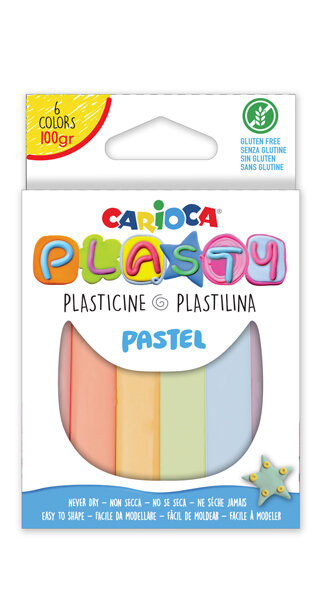 PLASTILINA BARRA 17GR 6 COLORES PASTEL CAJA