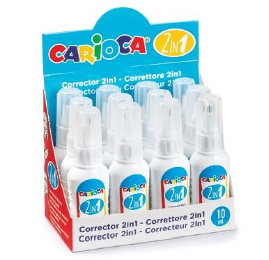 CORRECTOR 2 EN 1 PINCEL Y BOLI 10ML -12U CAJA