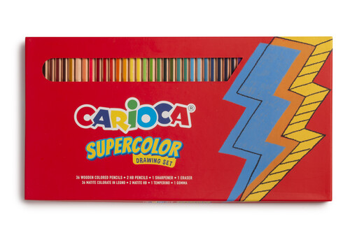 SET 36 LAPICES COLORES + 2 LAPIZ GRAFITO + 1 GOMA + 1 AFILA