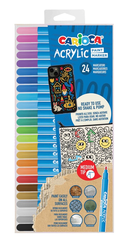 ROTU ACRILICO PUNTA FIBRA M COLORES SURT. 24U BLISTER