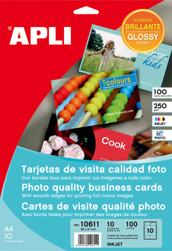 TARJETA VISITA BRILLO 89X51 250GR 10H PACK (CALIDAD FOTO)