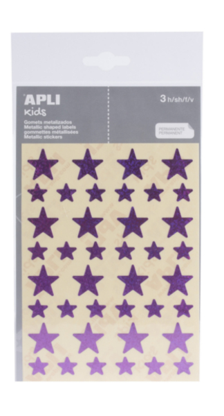 GOMETS HOLOGRAFICOS ESTRELLAS LILA 3H PACK