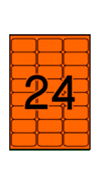 ETIQUETAS LASER 64X33,9 NARANJA FLUOR 100H PACK