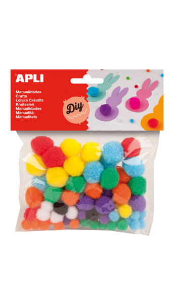 POMPONES COLORES SURTIDOS 78U BOLSA
