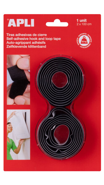 ROLLO VELCRO NEGRO 20 MM X 1 METRO EN BLISTER